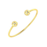 18K White Gold Natural Round Cut Flush Set Diamond Open Cuff Bangle with Ball End Design