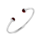 18K Yellow Gold Cabochon Ruby Open Cuff Bangle with Natural Round Halo Diamonds