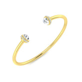 9K Yellow Gold Cabochon White Topaz Open Cuff Bangle with Natural Round Halo Diamonds