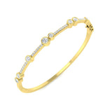 18K White Gold Round Cut Bezel & Pave Set Natural Diamond Bangle with Hinged and Box Clasp