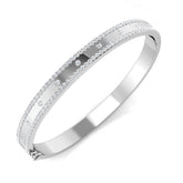 9K Yellow Gold Lab Grown Round Cut Diamond Pave and Flush Set Fancy Bangle with Hinged Box Lock