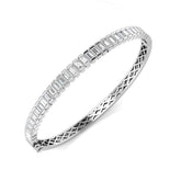 Natural Baguette Cut Channel Set Diamond Bangle in Platinum with Hinged Box Lock