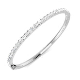Baguette Cut Lab Grown Diamond Bangle in 18K White Gold with Hinged Box Clasp