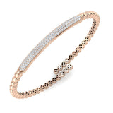Round Cut Lab Grown Diamond Pave Set Fancy Bangle in Platinum with Hinged Box Lock