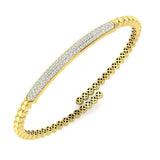 Round Cut Lab Grown Diamond Pave Set Fancy Bangle in Platinum with Hinged Box Lock