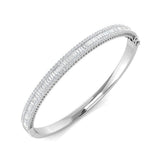 Platinum Lab Grown Diamond Bangle with Baguette and Round Cut Channel Pave Setting