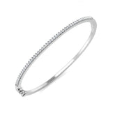 18K Yellow Gold Natural Round Cut Diamond Prong Set Half Eternity Bangle with Hinged Lock