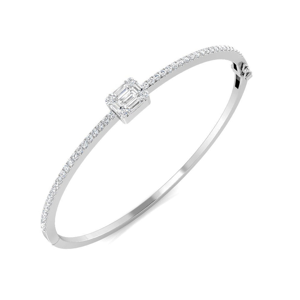 Lab Grown Diamond Bangle, White Gold Diamond Bangle, Baguette Diamond Bangle, Round Diamond Bangle