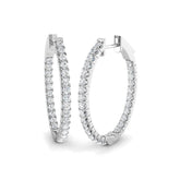 1.50 Ct Natural & Lab-Grown Round Diamond Hoop Earrings | Pavé Set | 9K/18K Gold, Platinum