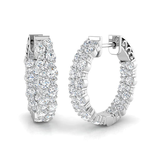 1.70 Ct Natural & Lab-Grown Round Diamond Hoop Earrings | Prong Set | 9K/18K Gold, Platinum