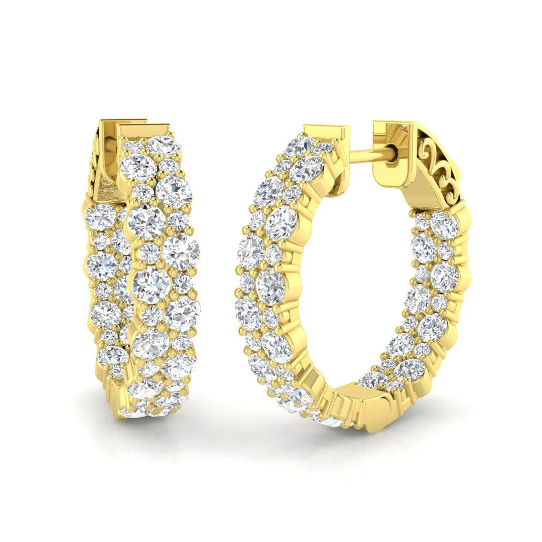 1.70 Ct Natural & Lab-Grown Round Diamond Hoop Earrings | Prong Set | 9K/18K Gold, Platinum