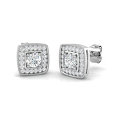0.30 Ct DE/VVS Lab Grown Round Cut Diamond Halo Earring in 18K White Gold