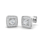 0.30 Ct DE/VVS Lab Grown Round Cut Diamond Halo Earring in 18K White Gold