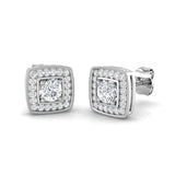 Stud Earrings with Lab Diamond Round and Square Halo