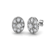 Lab & Natural Diamond Vintage Round Cut Stud Earrings – Art Deco Style