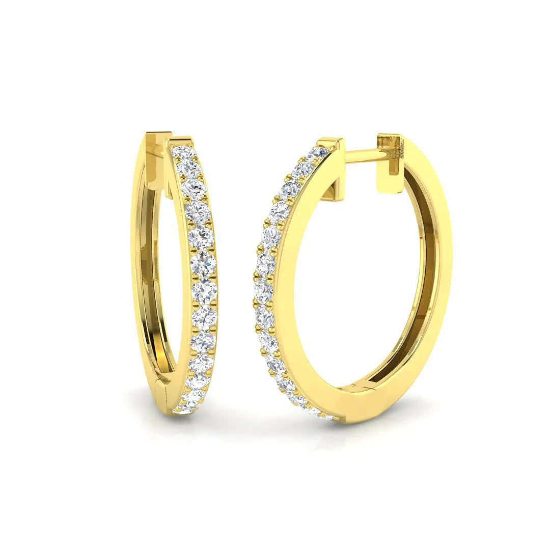Natural & Lab-Grown Round Cut Diamond Hoop Earrings | Pavé Setting | 9K/18K Gold, Platinum