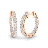 Natural/Lab-Grown Round Cut Diamond Hoop Earring in Gold - Made UK