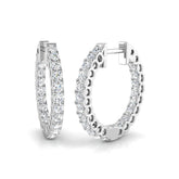 Natural/Lab-Grown Round Cut Diamond Hoop Earring in Gold - Made UK