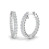 Natural/Lab-Grown Round Cut Diamond Hoop Earring in Gold - Made UK