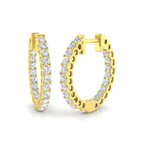 Natural/Lab-Grown Round Cut Diamond Hoop Earring in Gold - Made UK