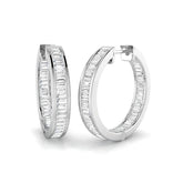 1.30 Carat Natural & Lab-Grown Baguette Diamond Hoop Earring in Gold - Certified Diamond
