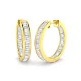 Boucles d'oreilles créoles en or serties de diamants baguette naturels et de synthèse de 1,30 carat - Diamant certifié