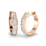 Boucles d'oreilles créoles en or serties de diamants ronds naturels/de synthèse de 0,35 carat - Fabrication britannique