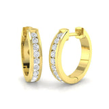 Boucles d'oreilles créoles en or serties de diamants ronds naturels/de synthèse de 0,35 carat - Fabrication britannique