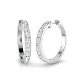 Natural/Lab-Grown Round Cut Diamond Hoop Earring in Gold - UK Hallmarked