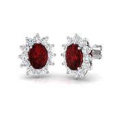 4.25ct Ruby & Lab Diamond Round Cut Drop Earrings in 9K White Gold