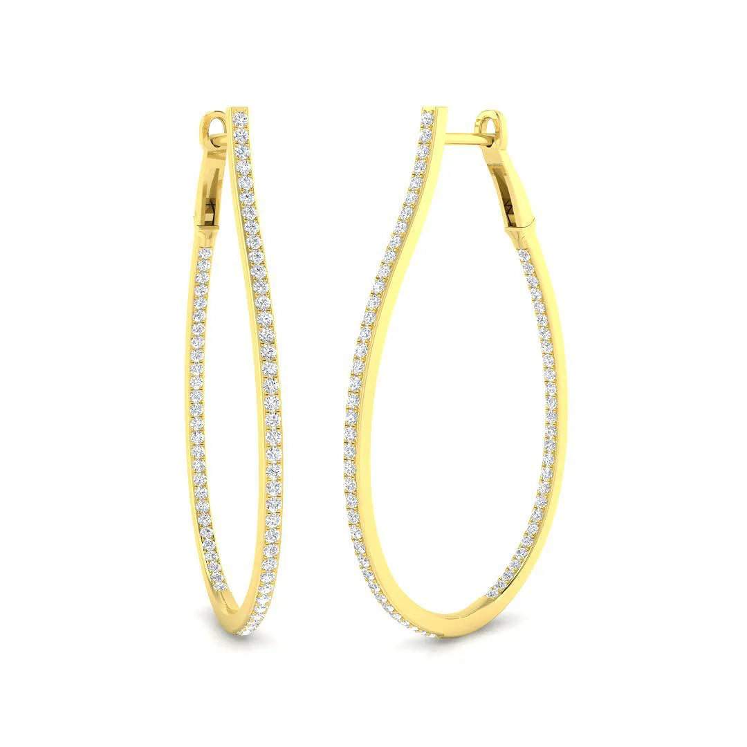 0.75Ct Round Cut Diamond Hoop Earrings | Pavé Setting | 9K/18K Gold, Platinum