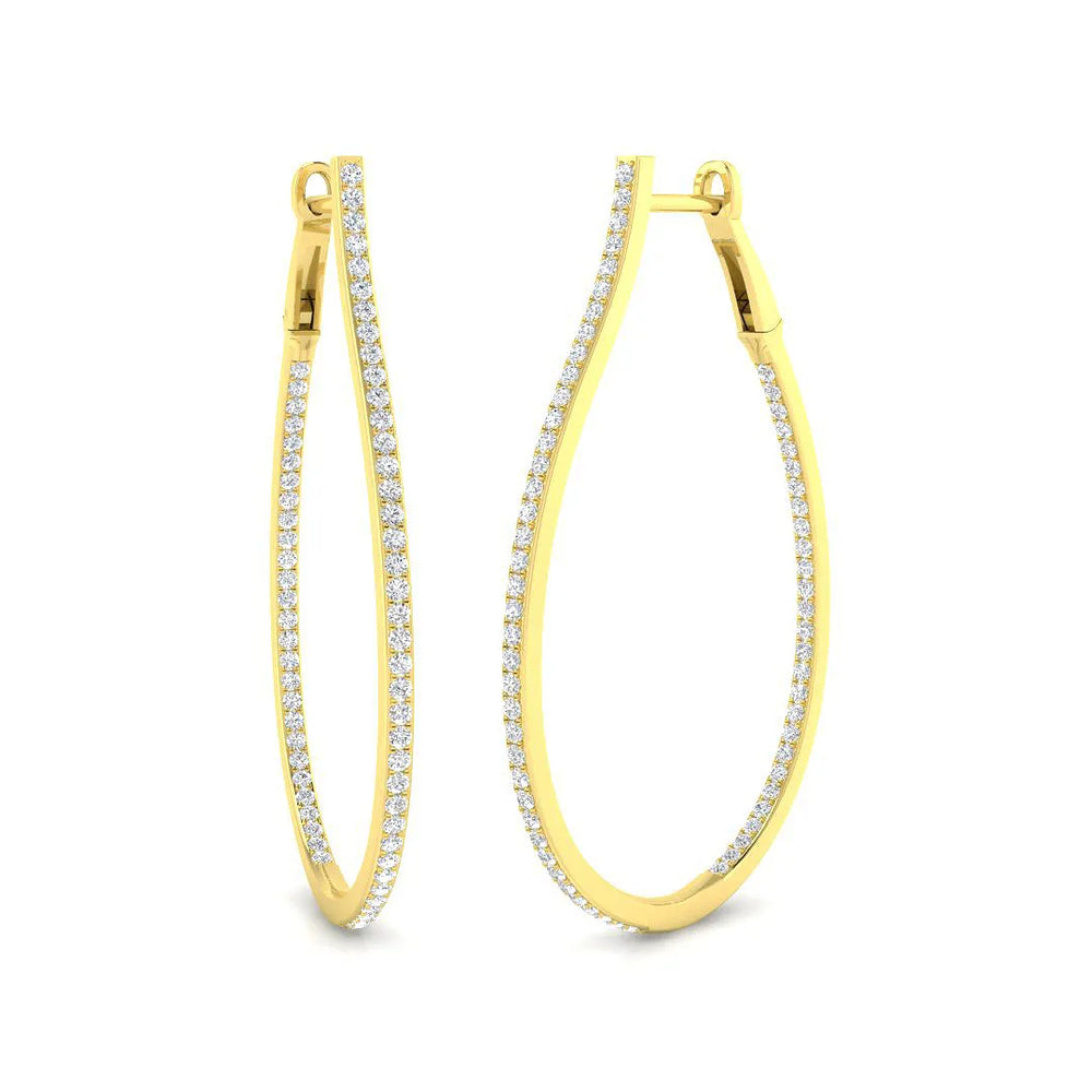 Hoop Earrings - 0.75ct Teardrop Diamond Splendor