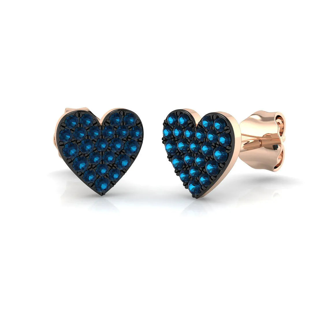 0.25ct Natural Colored Diamond Heart Shape Cluster Earrings in Hallmarked Gold – UK Crafted