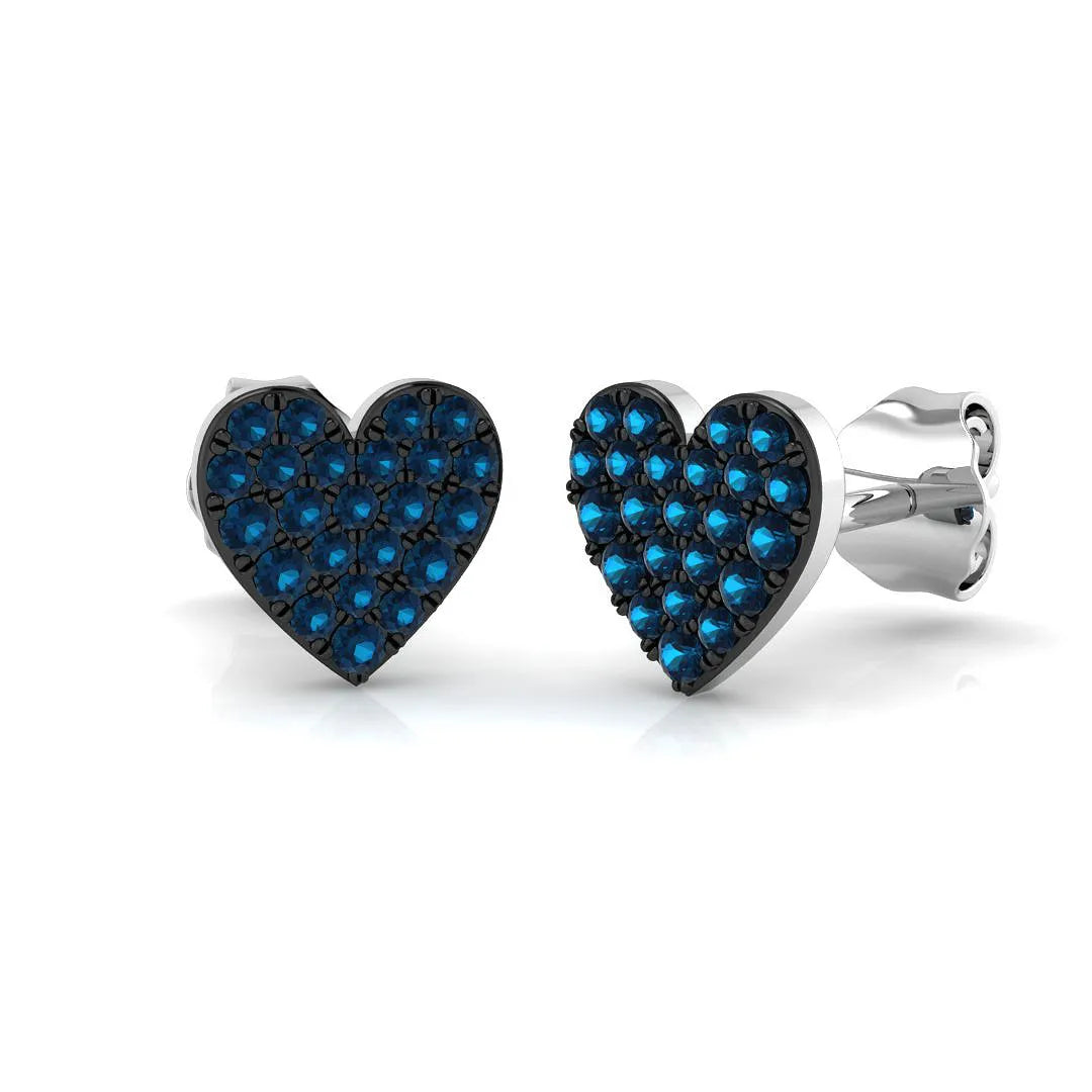0.25ct Natural Colored Diamond Heart Shape Cluster Earrings in Hallmarked Gold – UK Crafted