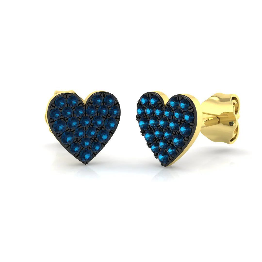 0.25ct Natural Colored Diamond Heart Shape Cluster Earrings in Hallmarked Gold – UK Crafted