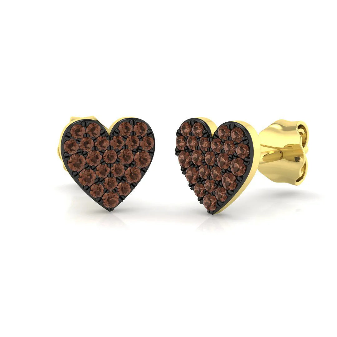 0.25ct Natural Colored Diamond Heart Shape Cluster Earrings in Hallmarked Gold – UK Crafted