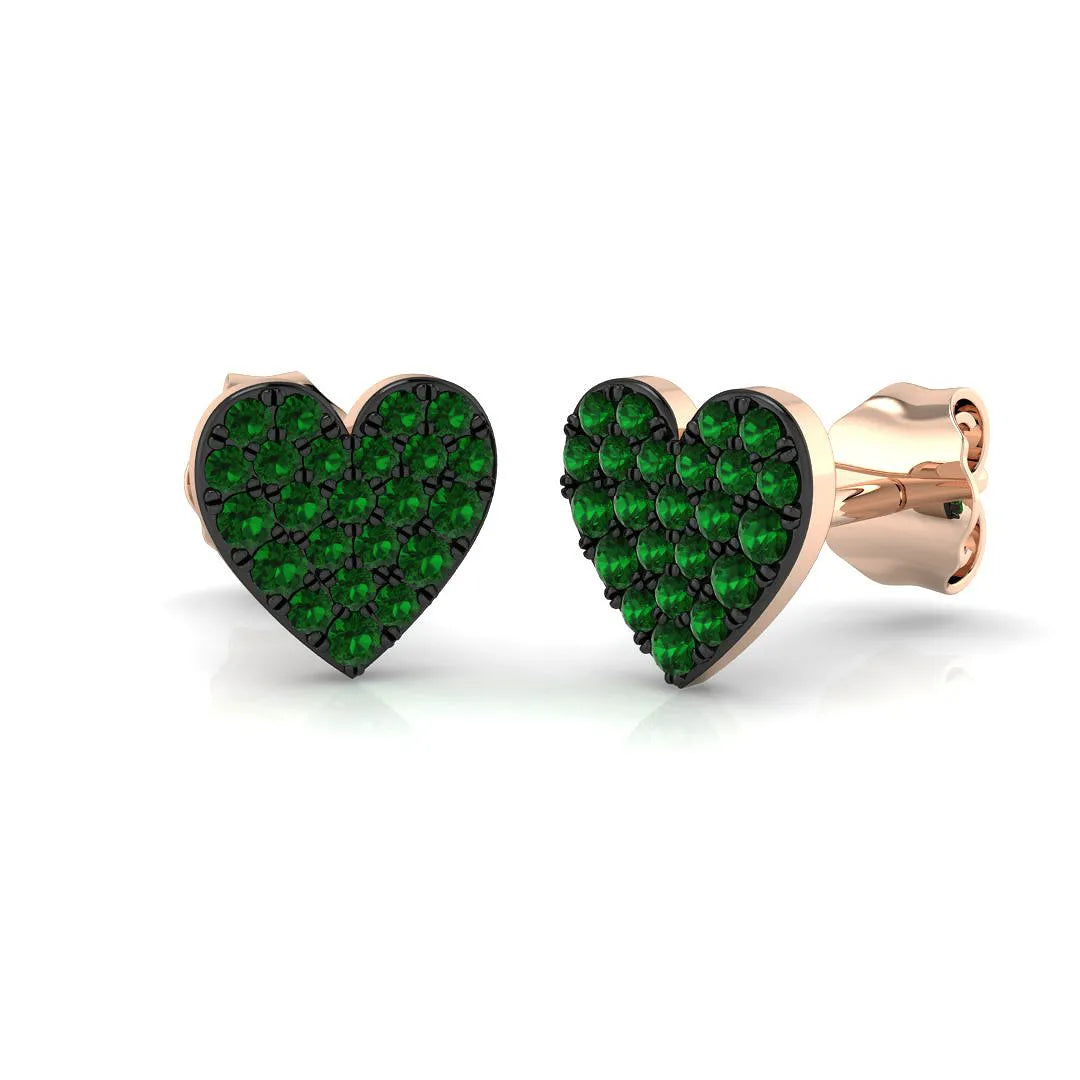 0.25ct Natural Colored Diamond Heart Shape Cluster Earrings in Hallmarked Gold – UK Crafted