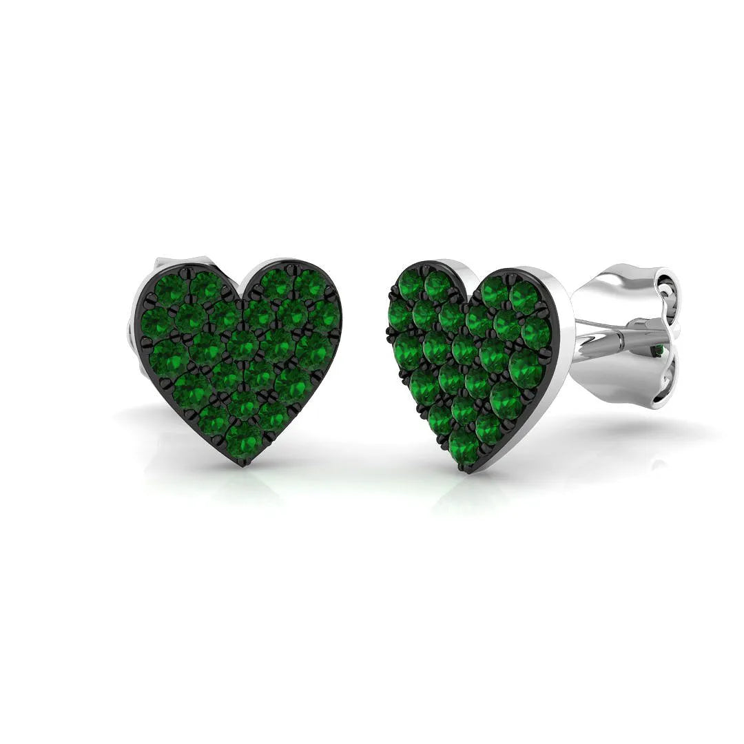 0.25ct Natural Colored Diamond Heart Shape Cluster Earrings in Hallmarked Gold – UK Crafted