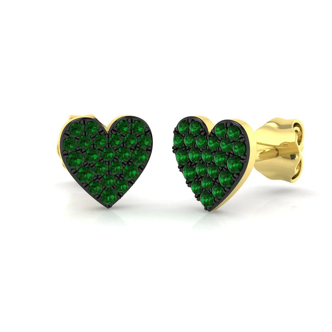 0.25ct Natural Colored Diamond Heart Shape Cluster Earrings in Hallmarked Gold – UK Crafted