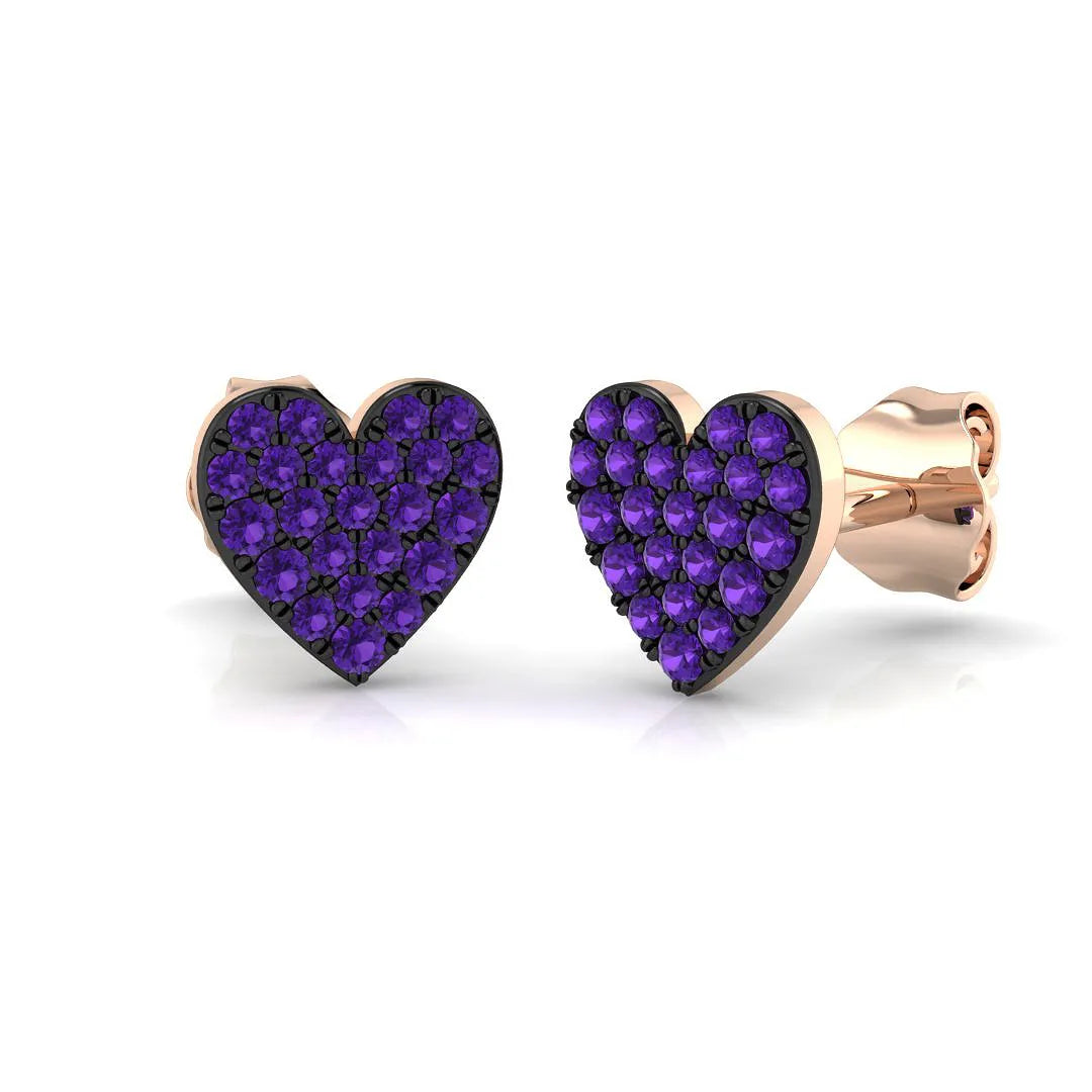 0.25ct Natural Colored Diamond Heart Shape Cluster Earrings in Hallmarked Gold – UK Crafted