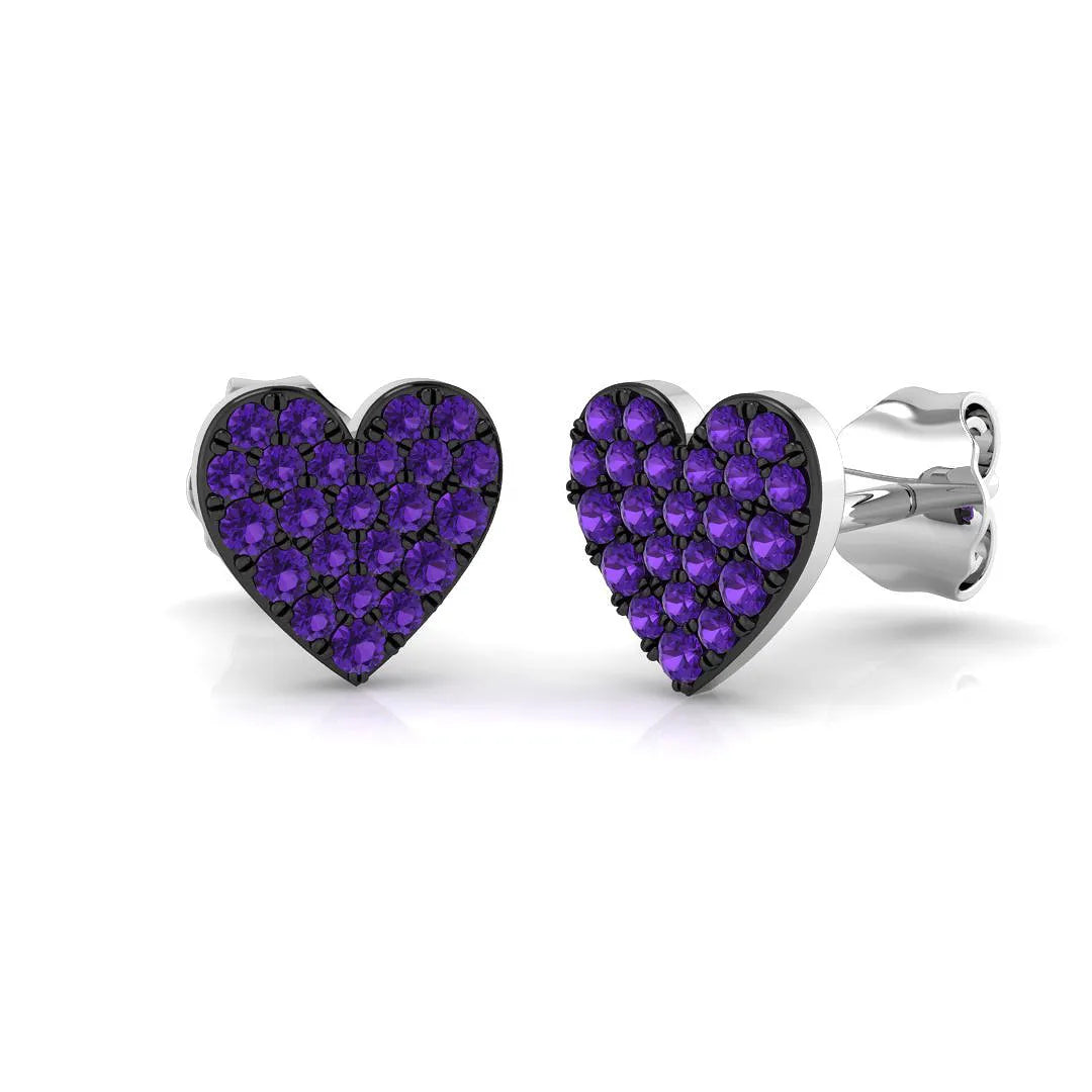 0.25ct Natural Colored Diamond Heart Shape Cluster Earrings in Hallmarked Gold – UK Crafted