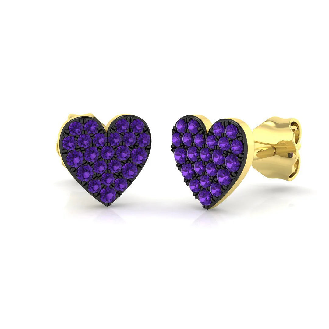 0.25ct Natural Colored Diamond Heart Shape Cluster Earrings in Hallmarked Gold – UK Crafted