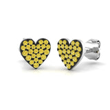 0.25ct Natural Yellow Diamond Heart Shape Cluster Earrings in Hallmarked Gold – UK Crafted