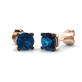 Stud Earrings with London Blue Topaz Solitaire | Gold