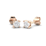 Stud Earrings with Round Cut Diamond Solitaire | Gold