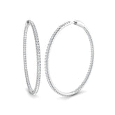 3.25 Ct Natural & Lab-Grown Round Cut Pavé Set Diamond Hoop Earrings in 9K/18K Gold, Platinum