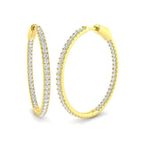 1.50 Carat Natural/Lab-Grown Round Cut Diamond Hoop Earring in Gold - UK Made