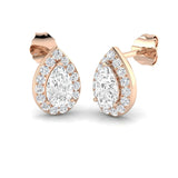 0.60-1.00 Carat Pear Cut Diamond Halo Earring In Hallmarked Gold