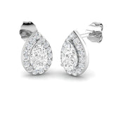 0.60-1.00 Carat Pear Cut Diamond Halo Earring In Hallmarked Gold