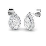 0.60-1.00 Carat Pear Cut Diamond Halo Earring In Hallmarked Gold